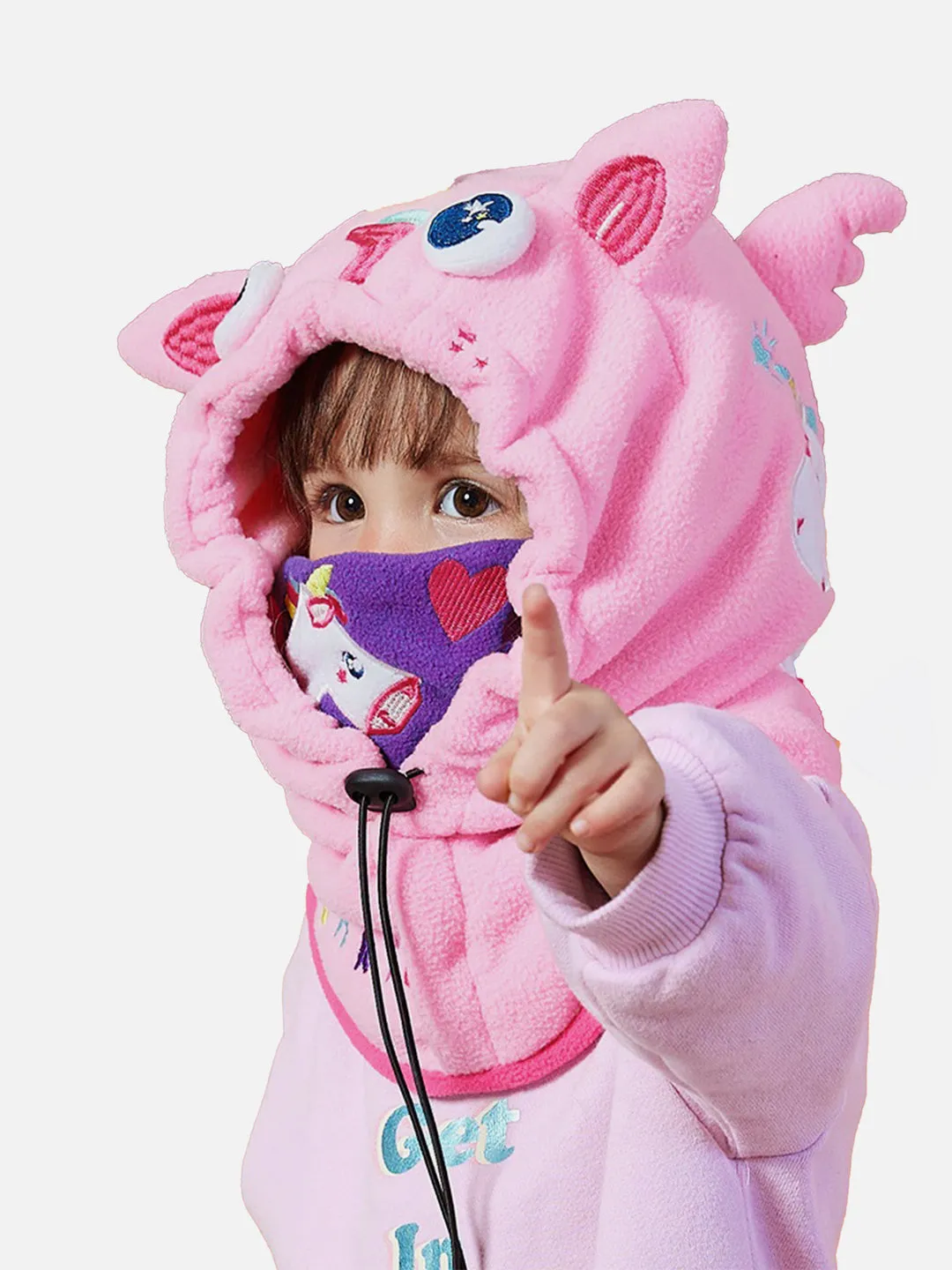 Little Surprise Box Light Pink Uni Fleece Winter Cap covering Mouth, Neck & Head for Minus degree Temperature