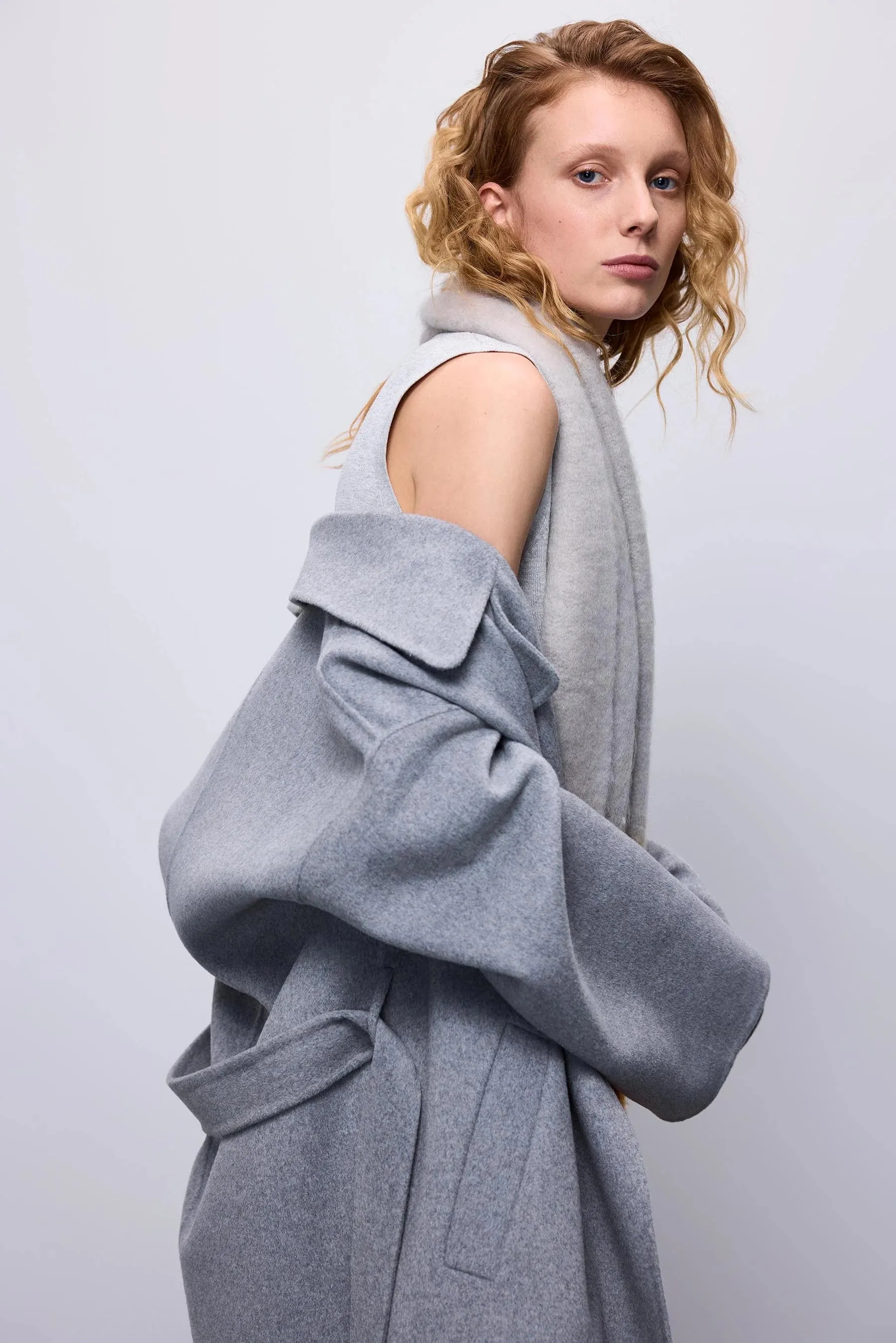 Long Wool Classic Coat in Cloud