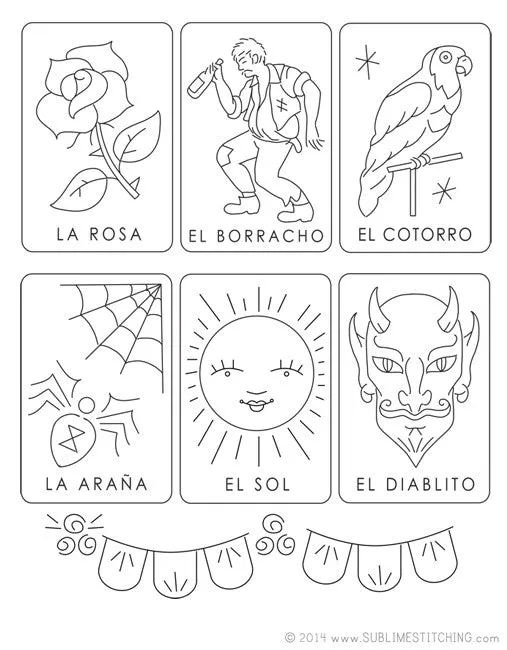 LOTERIA - Big Sheet Embroidery Transfer Patterns