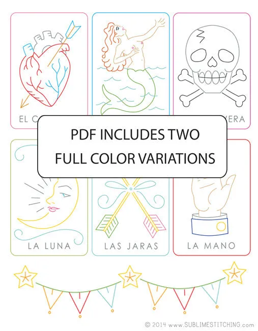 LOTERIA - Big Sheet Embroidery Transfer Patterns