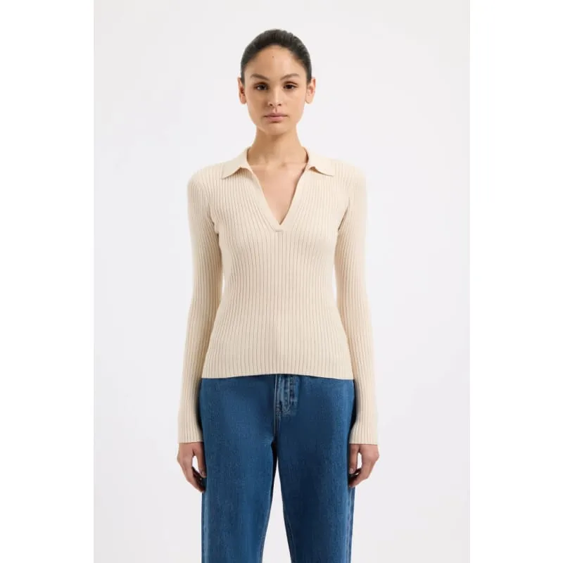 Lourdes Rugby Knit | Cream Marle