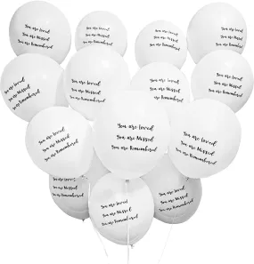 Memorial Balloons to Release in the Sky for Funeral Service, Celebration of Life (White, 12 In, 30-Pk)