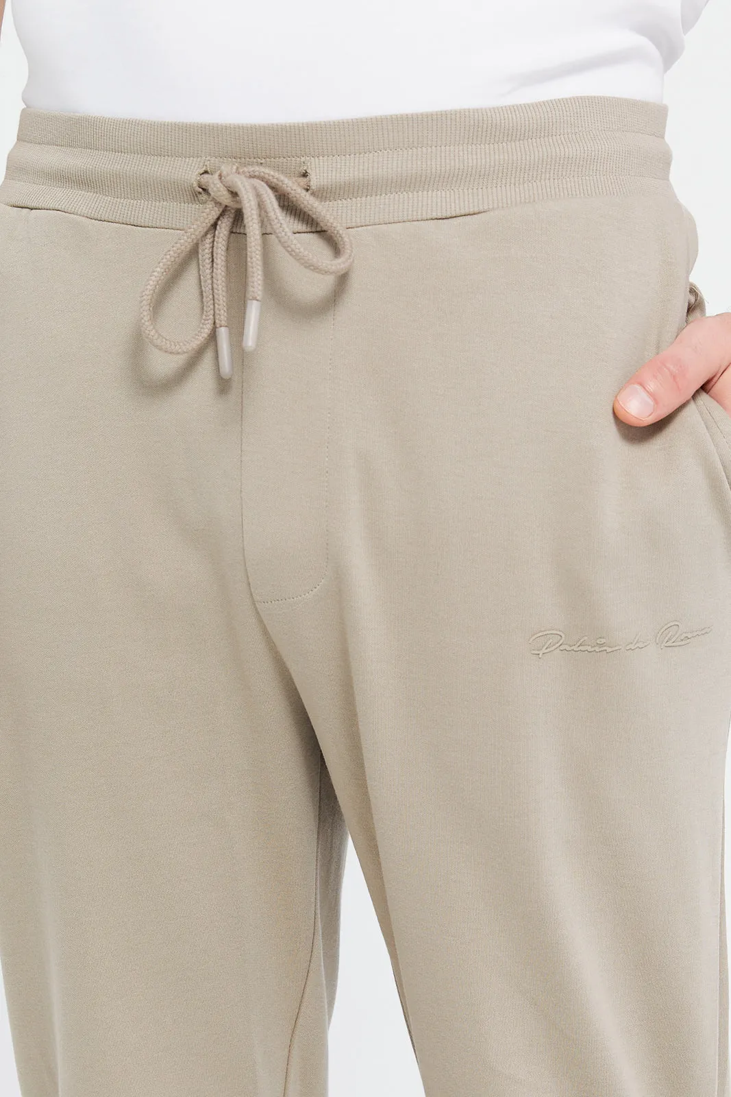 Men Beige Soft Touch Joggers