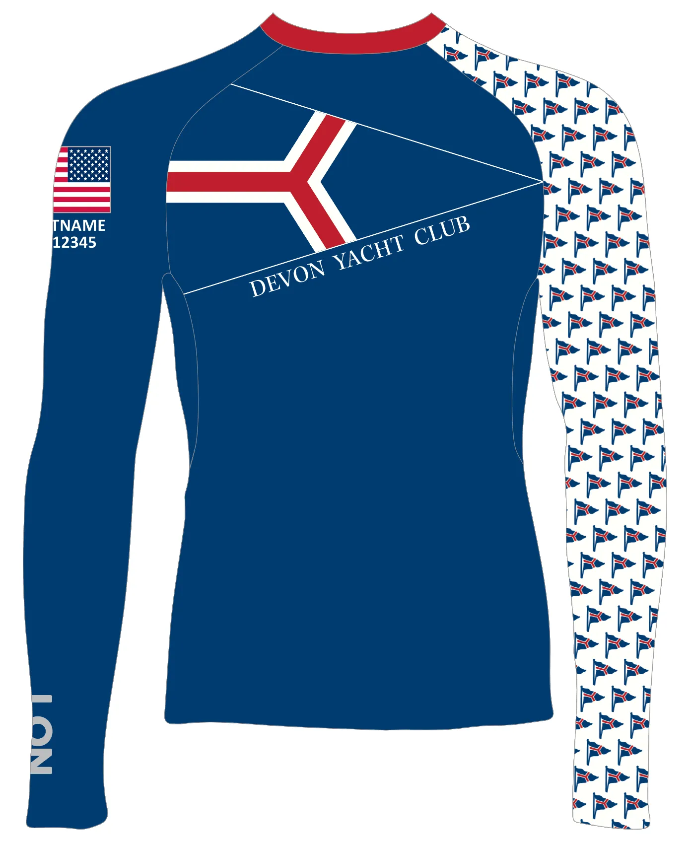 MEN TECH-TEE TOP LONG SLEEVE BLUE | DEVON YACHT CLUB | PSNLZ'D