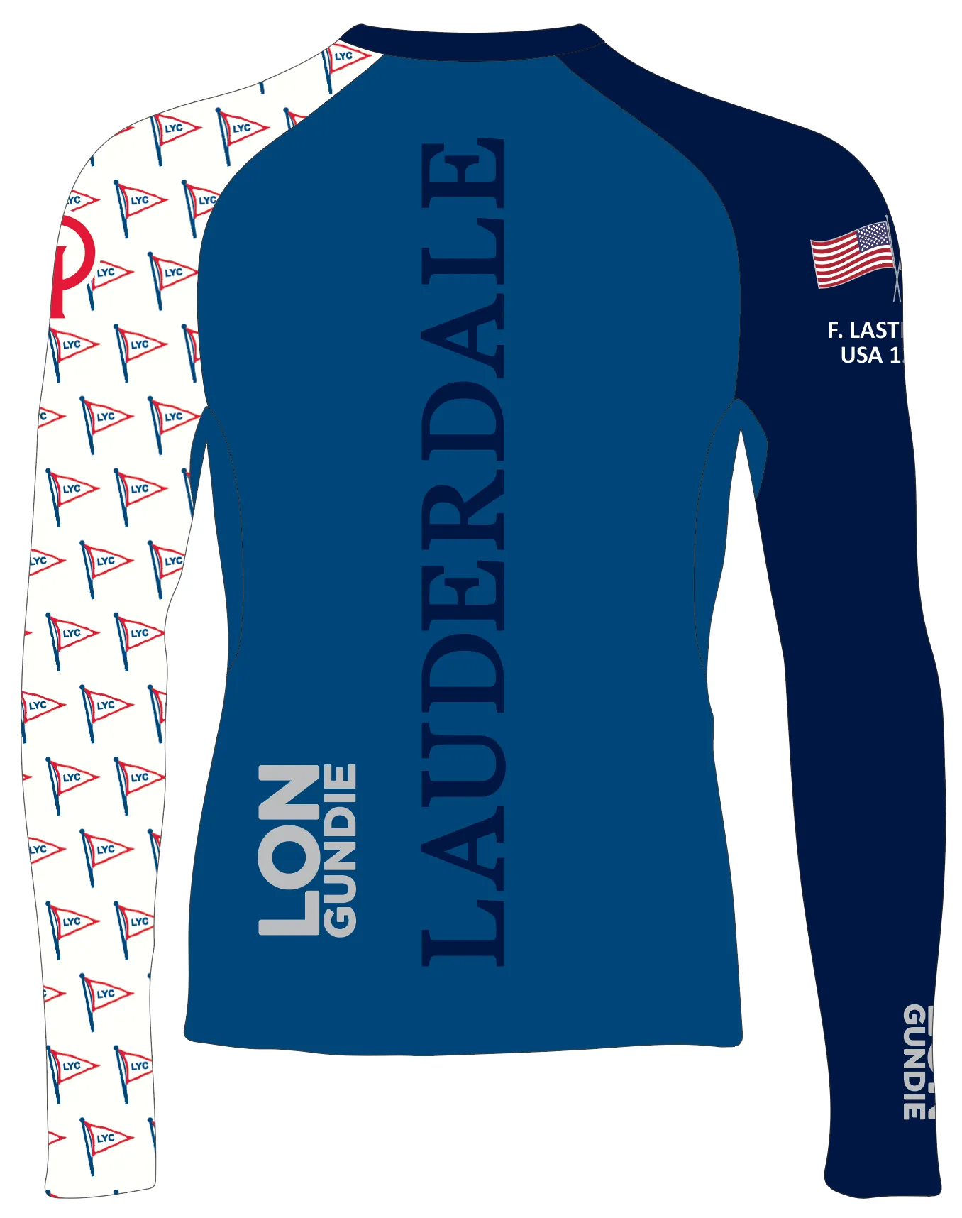 MEN TECH-TEE TOP LONG SLEEVE BLUE | LAUDERDALE YACHT CLUB OPTI RED | PSNLZ'D