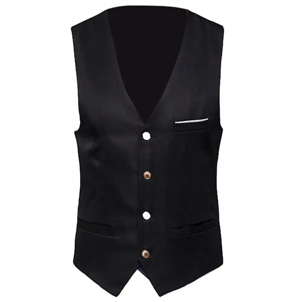 Men's Classic Formal Business Solid Color Suit Vest Single Breasted Waistcoat