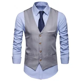 Men's Classic Formal Business Solid Color Suit Vest Single Breasted Waistcoat