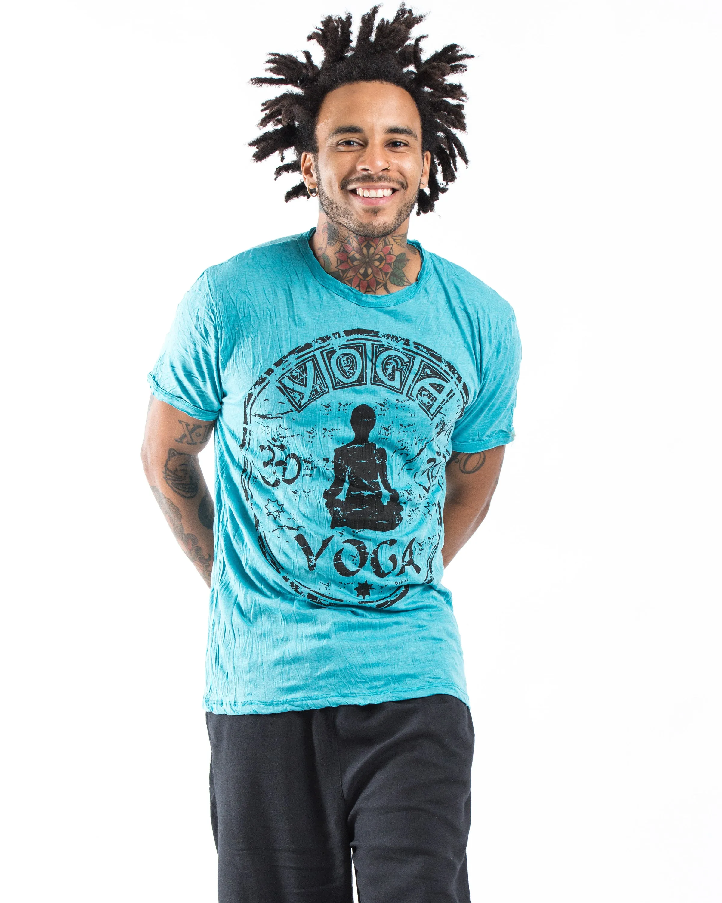 Mens Infinitee Yoga Stamp T-Shirt in Turquoise