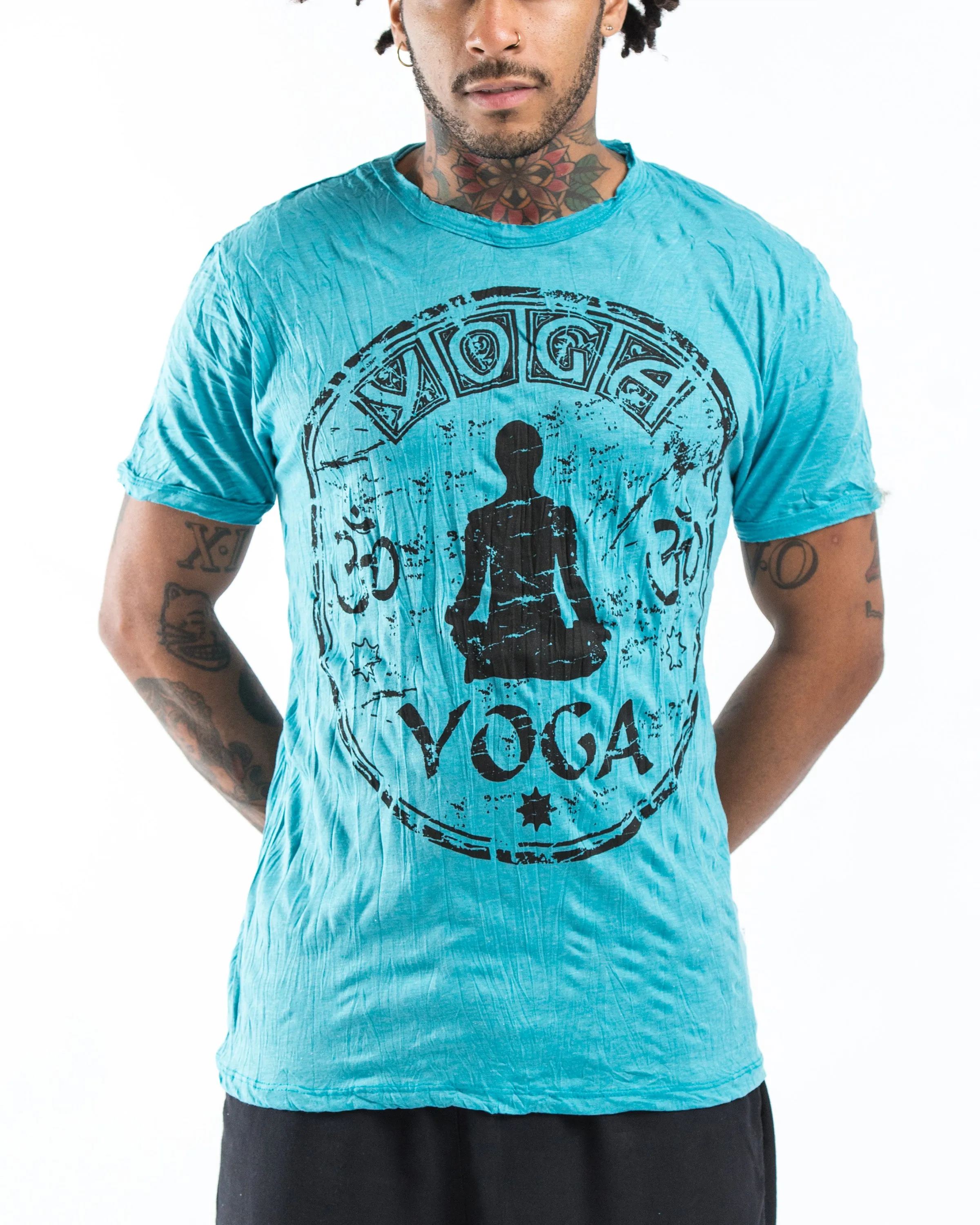 Mens Infinitee Yoga Stamp T-Shirt in Turquoise