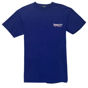 Men's Political Logo T-Shirt Blue Size XXS