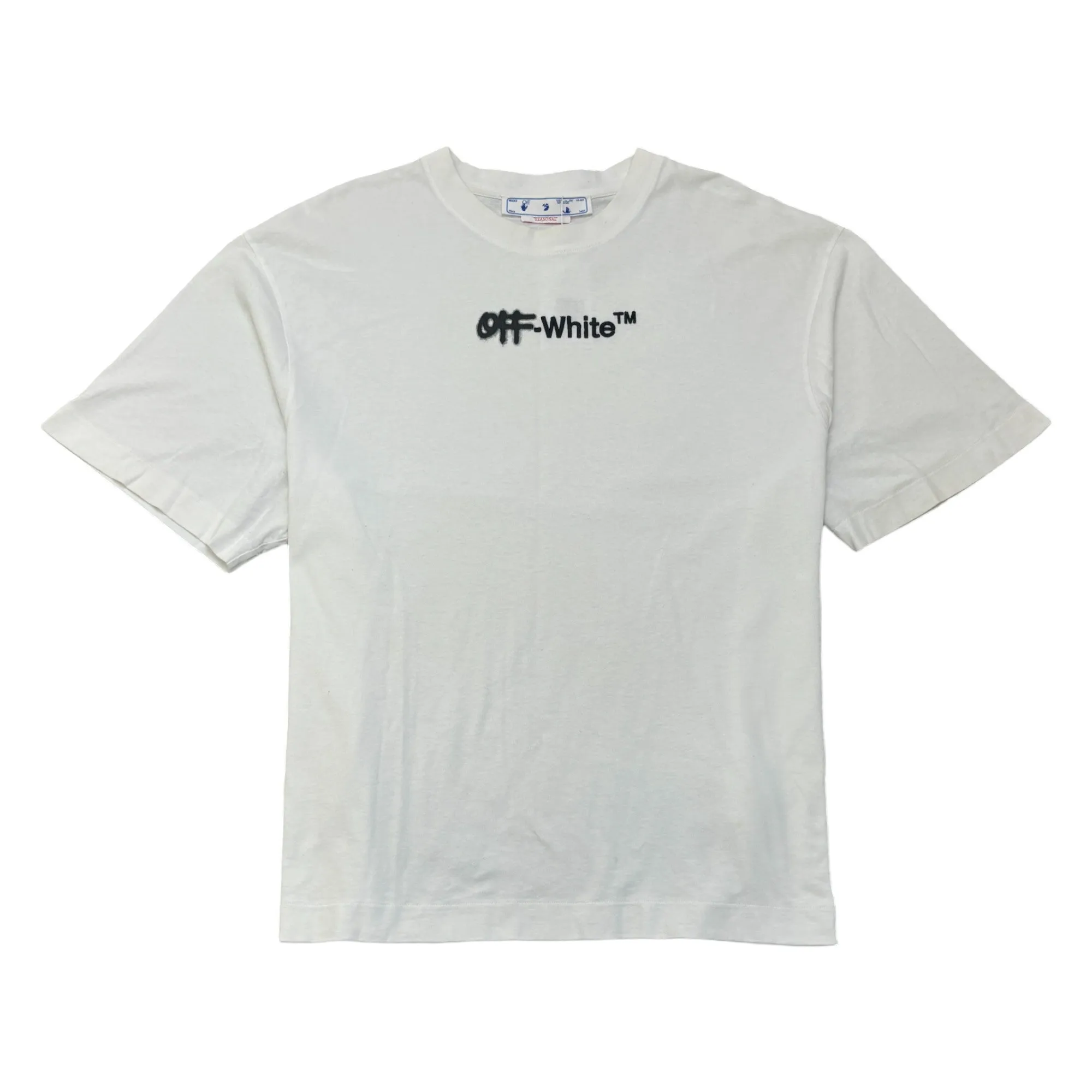 Men's Spray Helvetica Logo Embroidered T-Shirt White Size XL