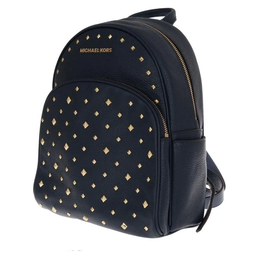 Michael Kors Elegant Leather ABBEY Backpack in Navy Blue