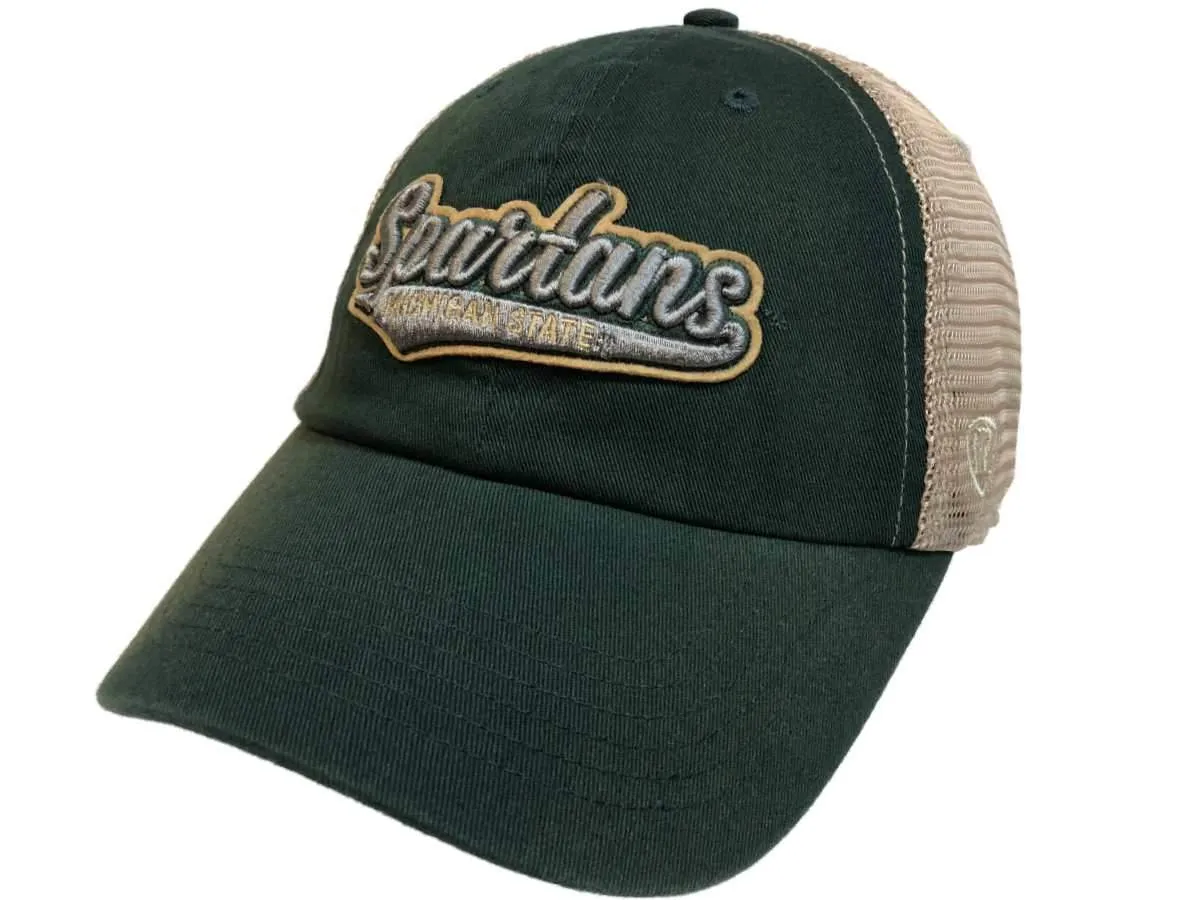 Michigan State Spartans TOW Green with Tan Mesh Adj. Snapback Slouch Hat Cap