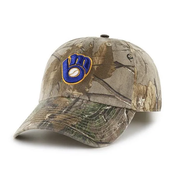 Milwaukee Brewers 47 Brand Realtree Camo Clean Up Slouch Adjustable Hat Cap