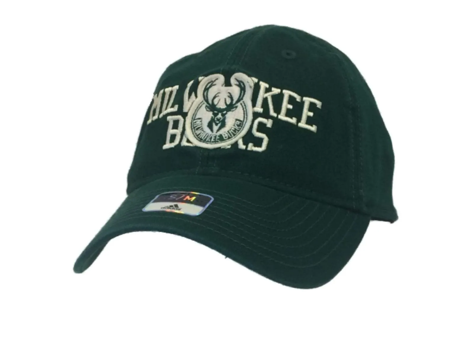 Milwaukee Bucks Adidas Green Flexfit Superflex Slouch Relax Hat Cap (S/M)