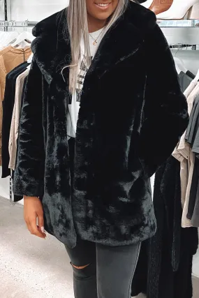 Minimalist Faux Fur Jacket Black