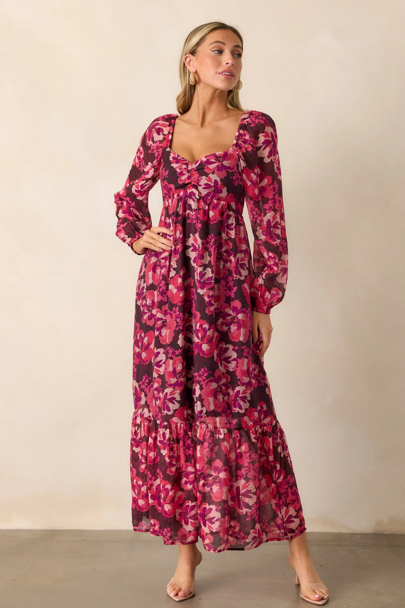 MINKPINK Savannah Pink Floral Babydoll Midi Dress