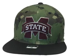 Mississippi State Bulldogs Adidas Green World Map Fitted Flat Bill Hat Cap (S/M)