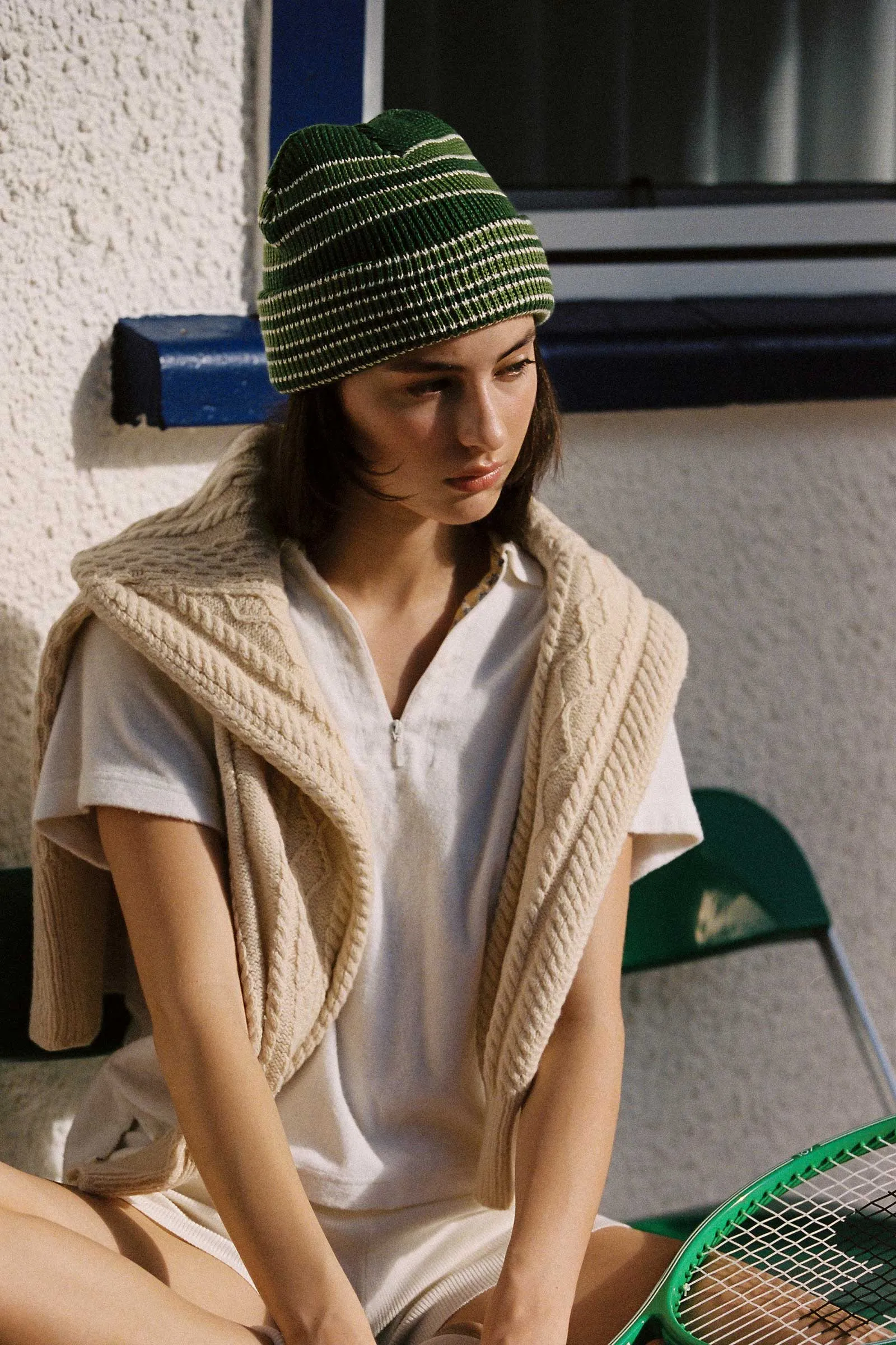 Momo Beanie - Green Stripe