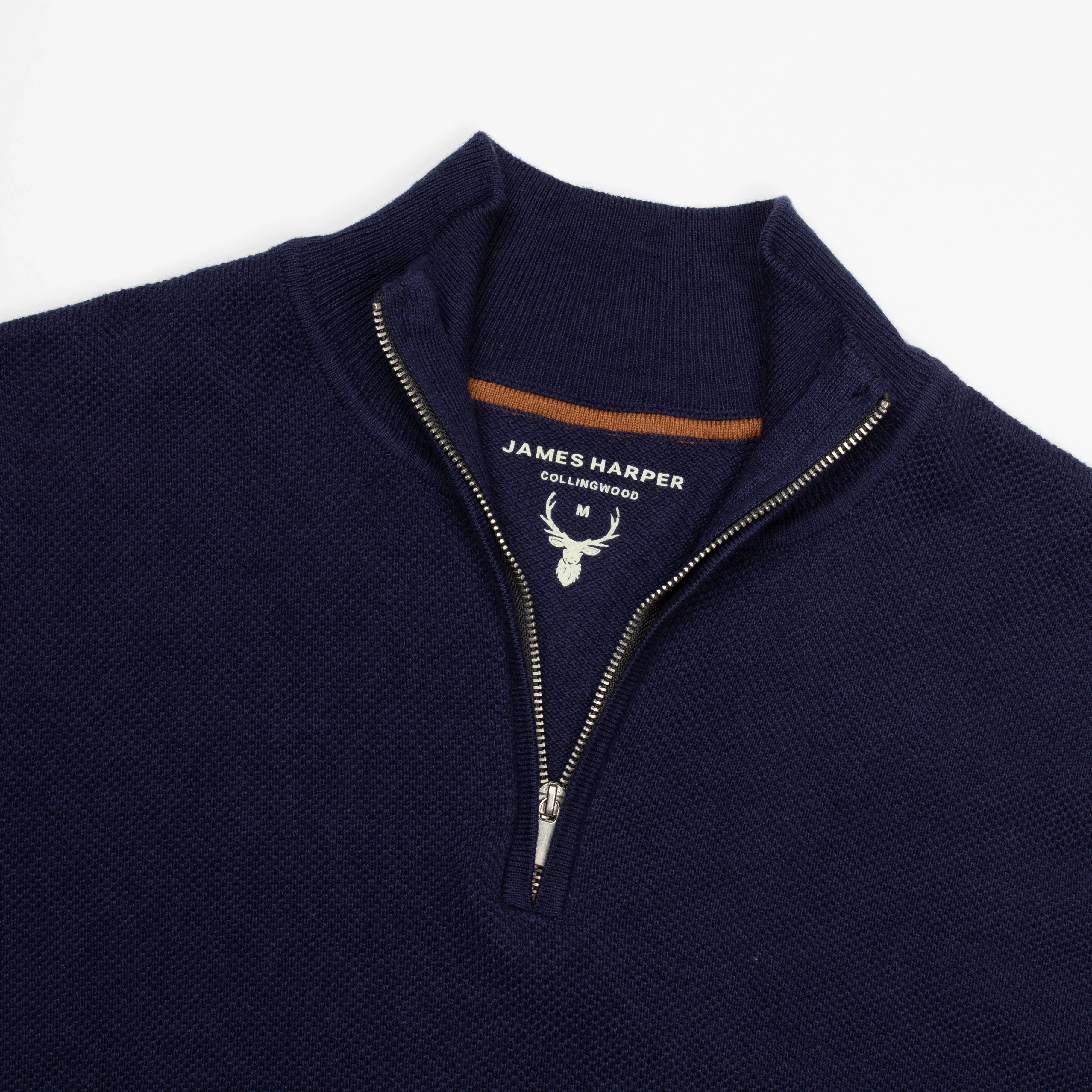 Navy Cotton Cashmere diamond Knit Jumper