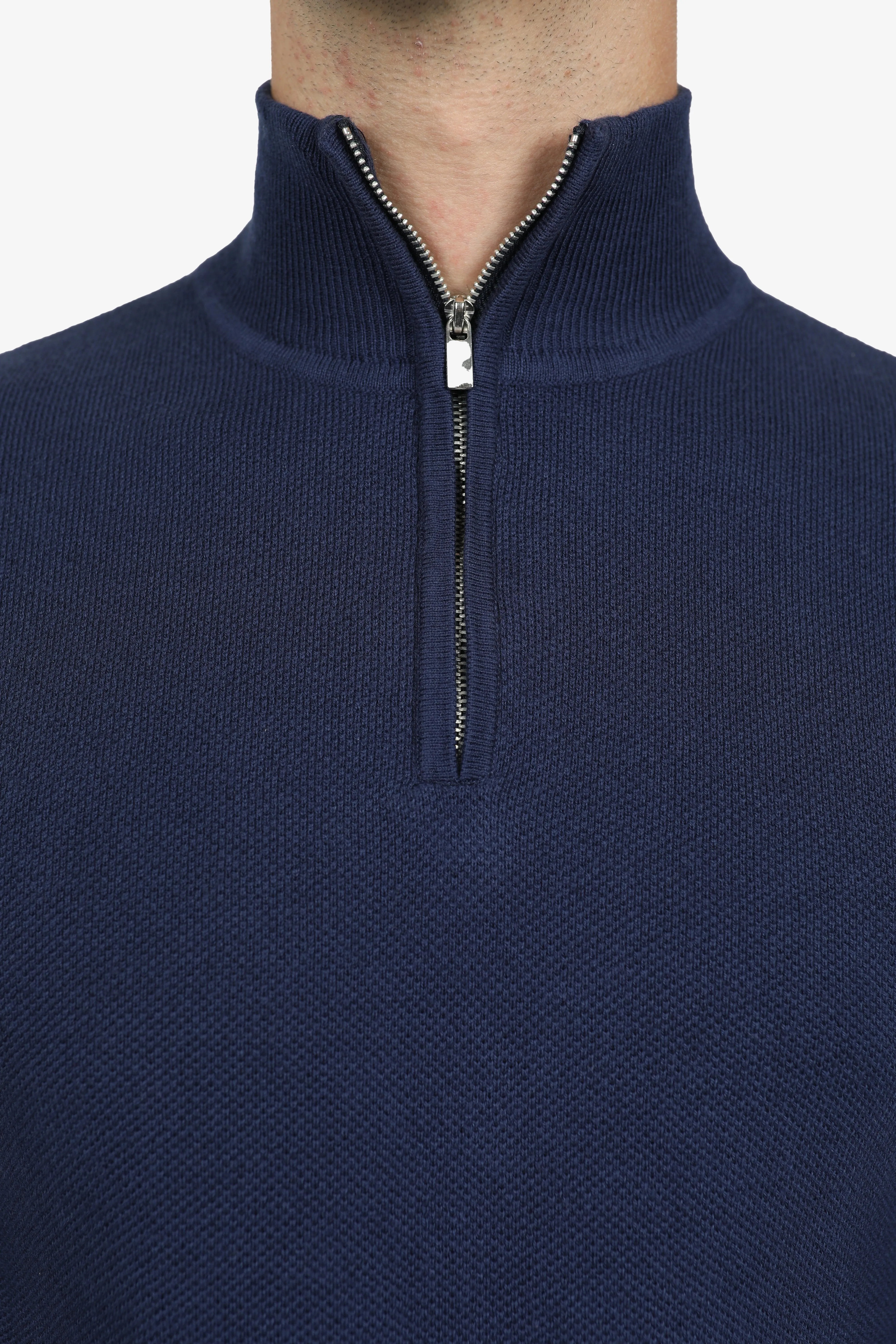 Navy Cotton Cashmere diamond Knit Jumper