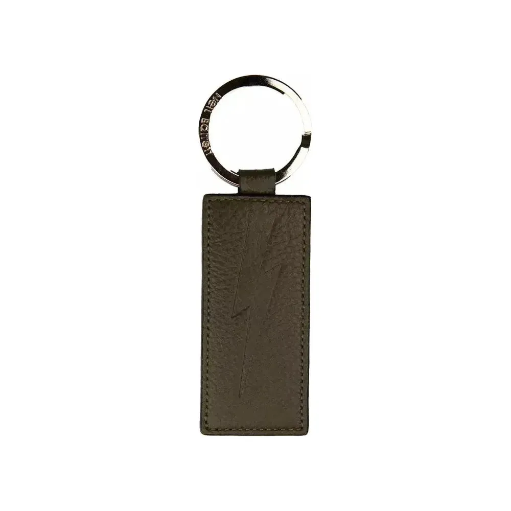 Neil Barrett Green Leather Men Keychain