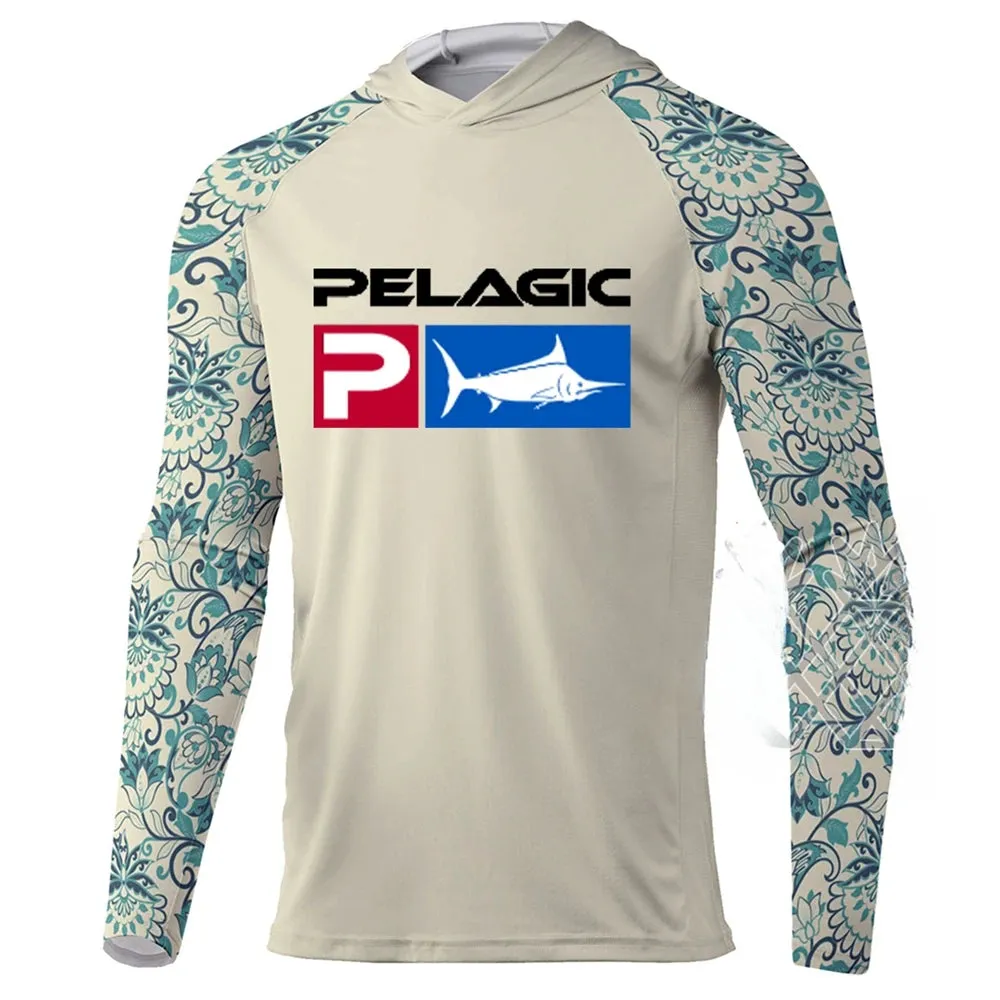 New Fishing Hoodie Pelagic Men Clothes Summer Breathable Long Sleeve Fishing Shirt Sun Protection Camouflage Fishing Shirts Tops