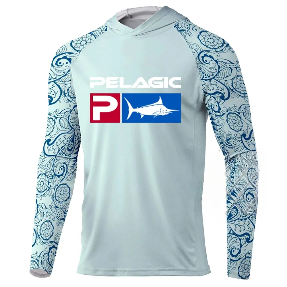 New Fishing Hoodie Pelagic Men Clothes Summer Breathable Long Sleeve Fishing Shirt Sun Protection Camouflage Fishing Shirts Tops