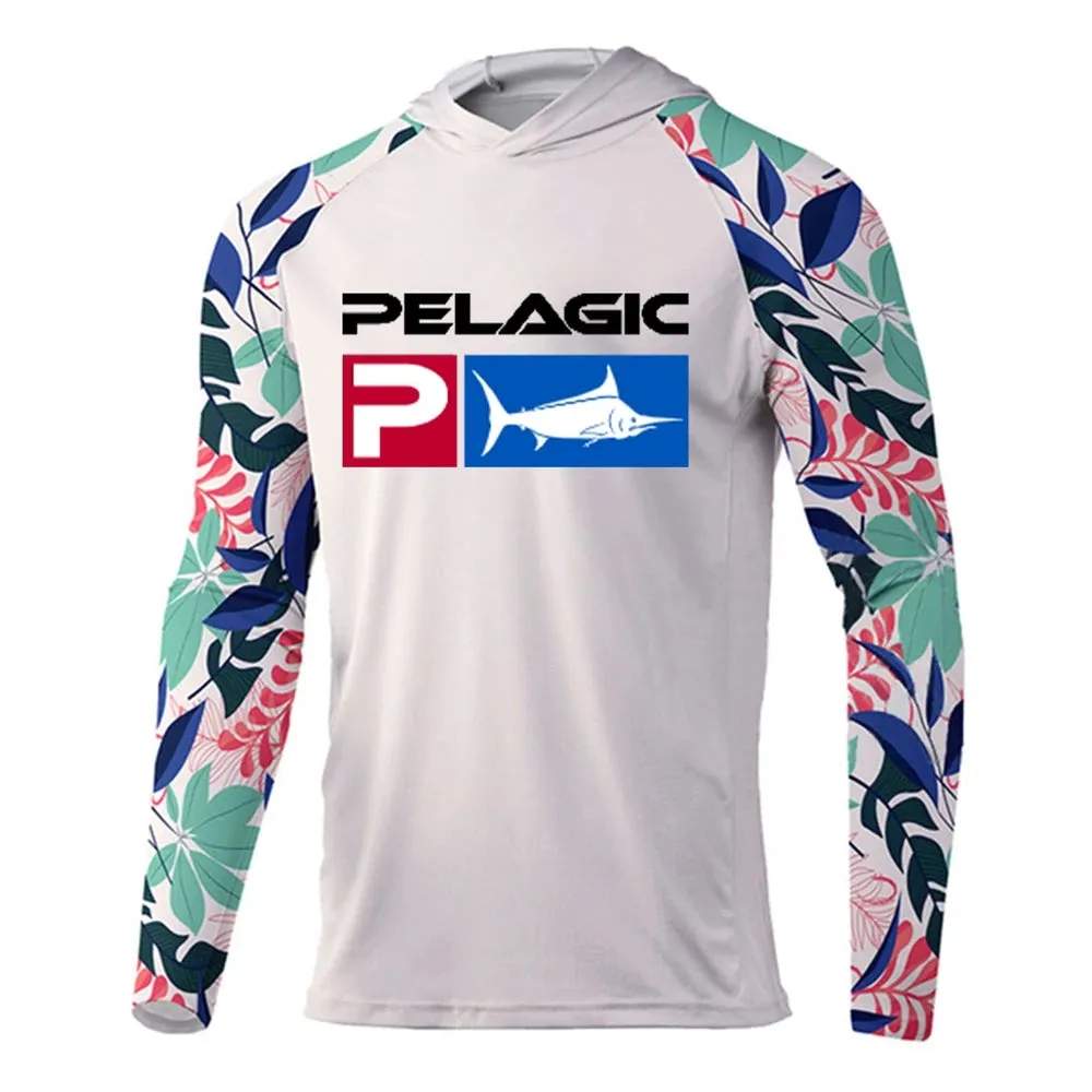 New Fishing Hoodie Pelagic Men Clothes Summer Breathable Long Sleeve Fishing Shirt Sun Protection Camouflage Fishing Shirts Tops