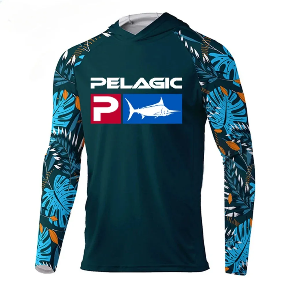 New Fishing Hoodie Pelagic Men Clothes Summer Breathable Long Sleeve Fishing Shirt Sun Protection Camouflage Fishing Shirts Tops