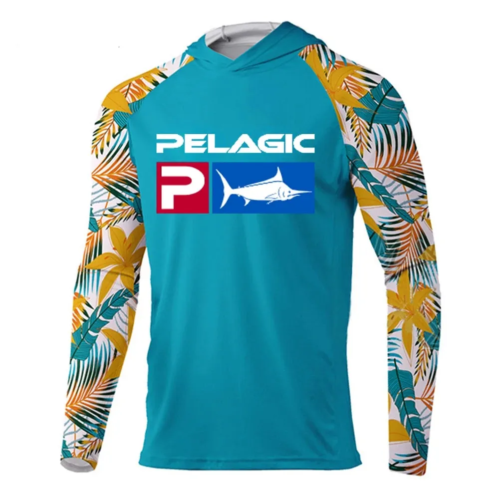 New Fishing Hoodie Pelagic Men Clothes Summer Breathable Long Sleeve Fishing Shirt Sun Protection Camouflage Fishing Shirts Tops