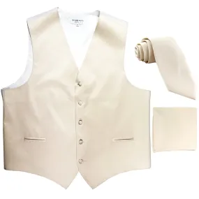 New Men's formal vest Tuxedo Waistcoat_necktie & hankie set wedding ivory