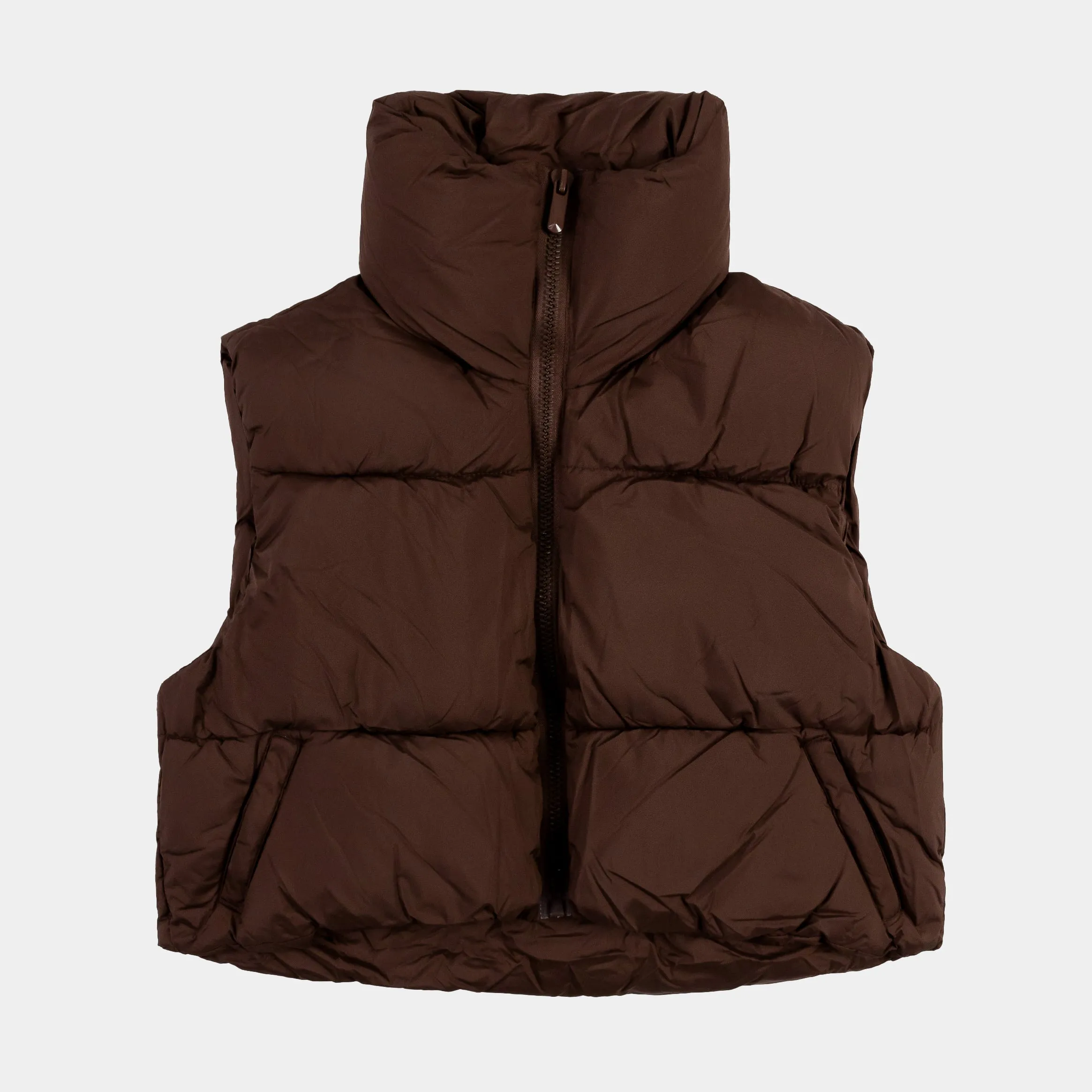 Nylon Puffer Womens Vest (Brown)