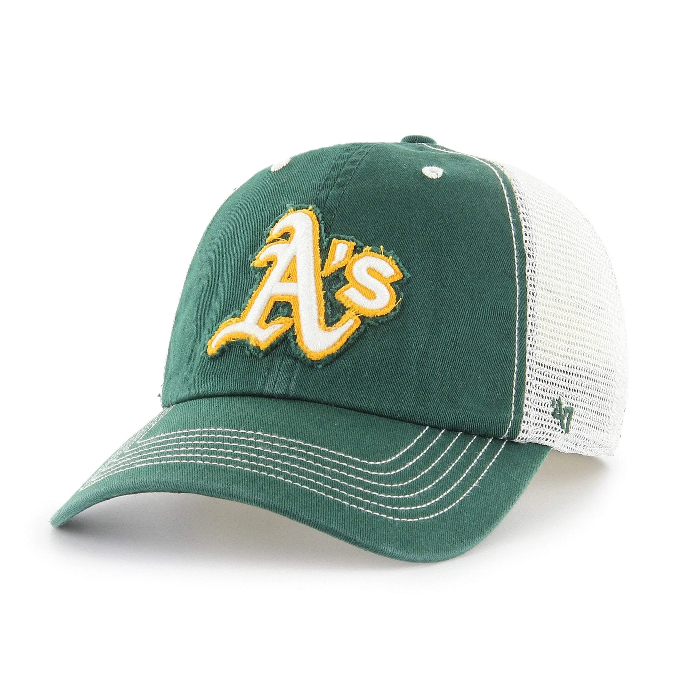 Oakland Athletics 47 Brand Green Taylor Closer with White Mesh Flexfit Hat Cap