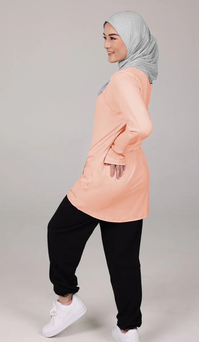 Peachy Soft Long Sleeve Modest T Shirt - Apricot