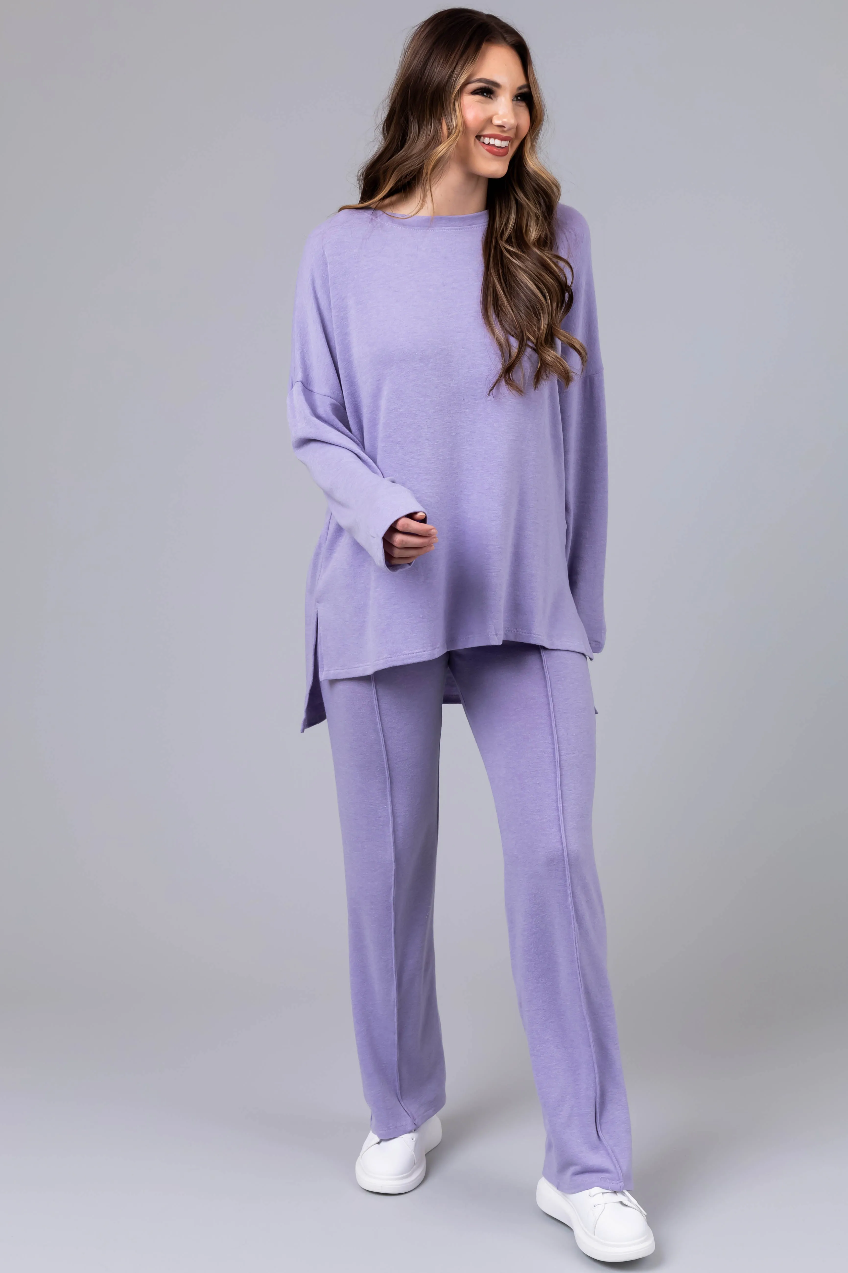 Periwinkle Soft Loungewear Top and Pants Set