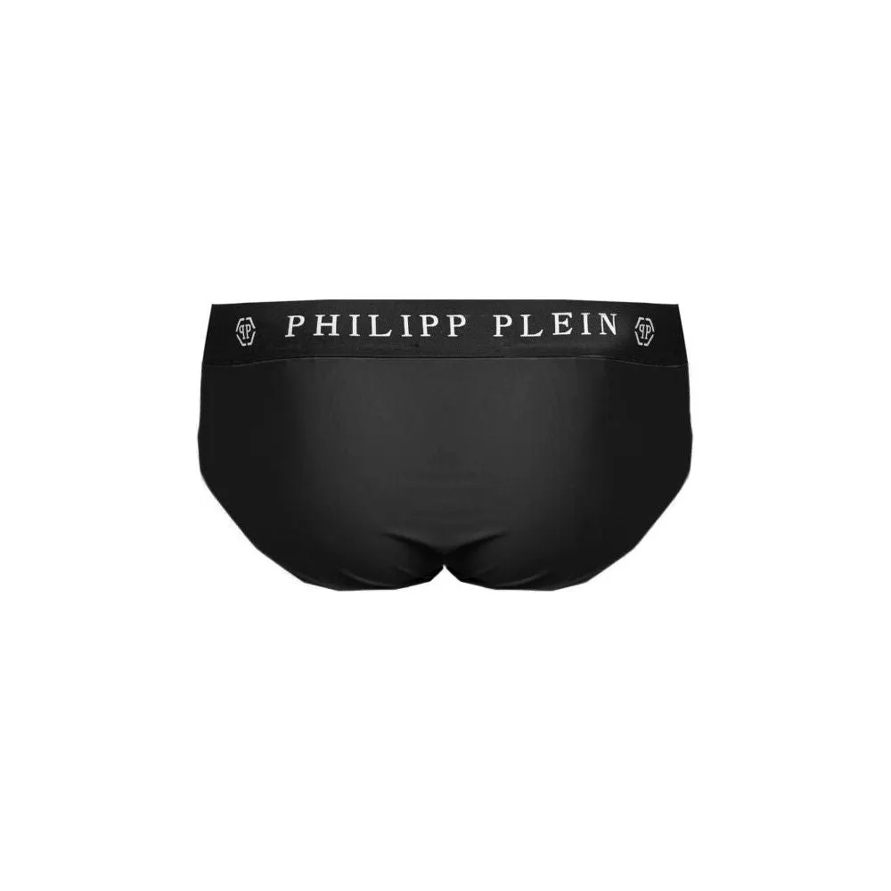 Philipp Plein Sleek Nylon Swim Briefs with Iconic Logo Detail