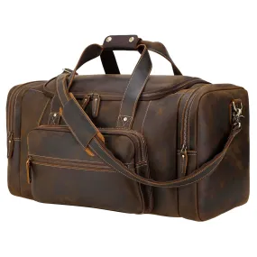 Polare 23" Full Grain Cowhide Leather Gym Duffle Weekender Overnight Travel Duffel Bag For Men 42L