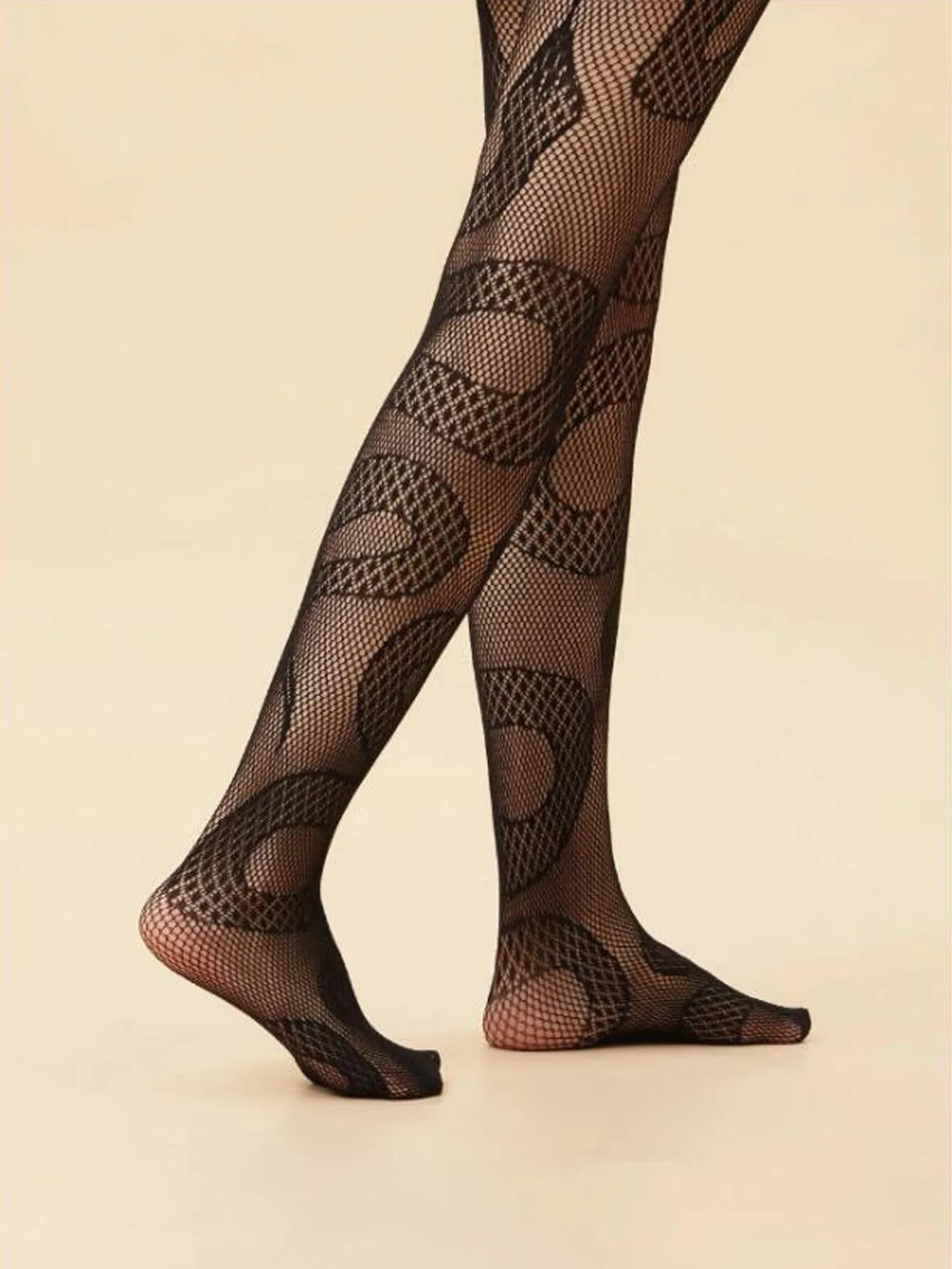 Pre Order:  Casual Mesh Hollowed Out Snake Pattern High Waisted Stockings