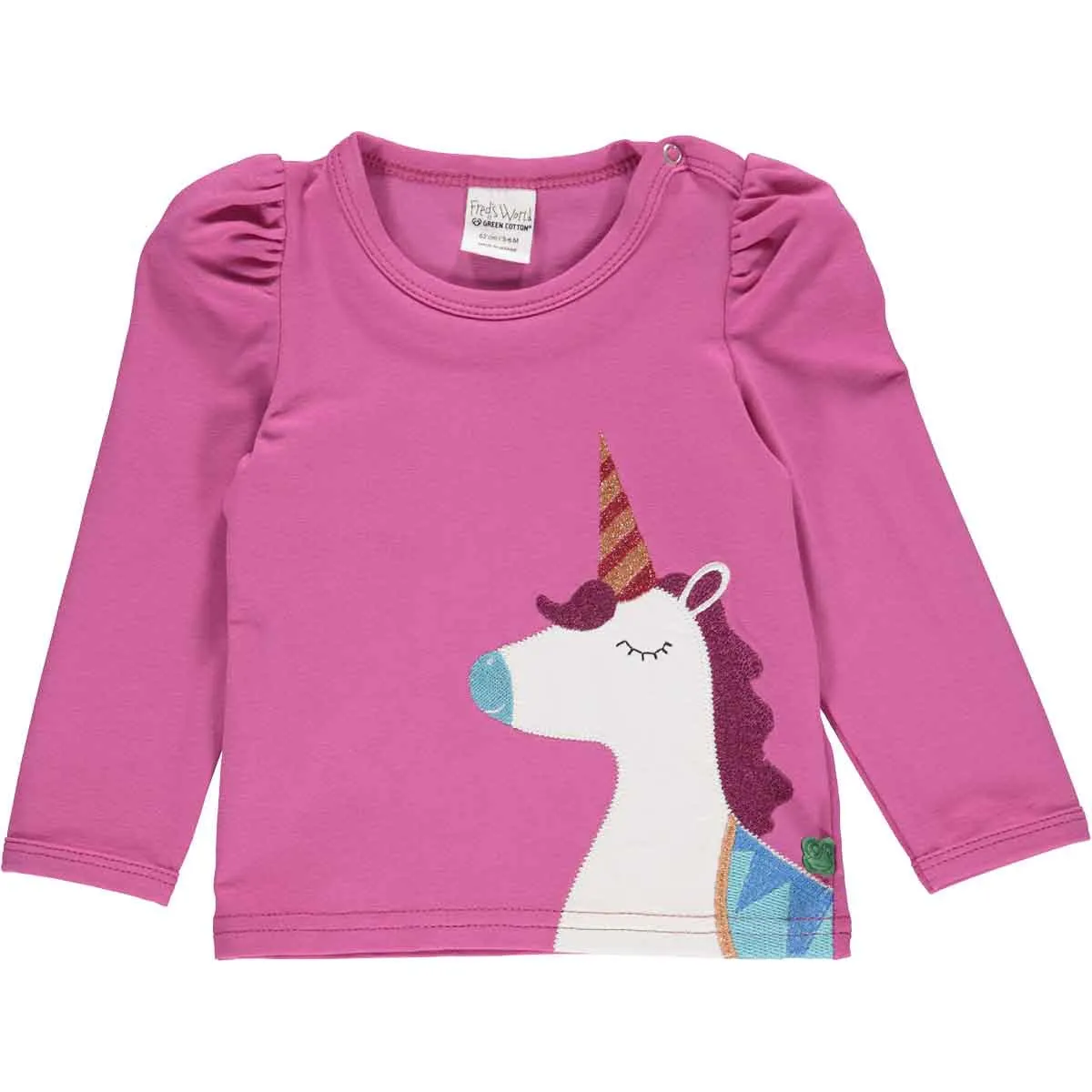 Puff sleeve top- unicorn appliqué