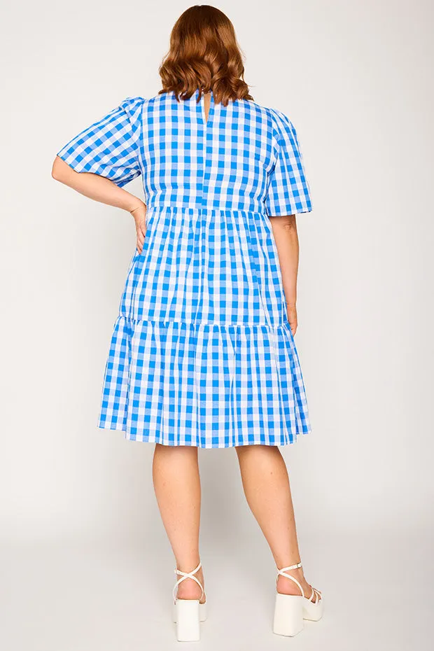 Rachelle Cobalt Gingham Dress