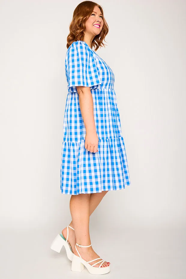 Rachelle Cobalt Gingham Dress