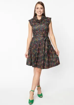 Rainbow Dots Fit & Flare Dress by Unique Vintage