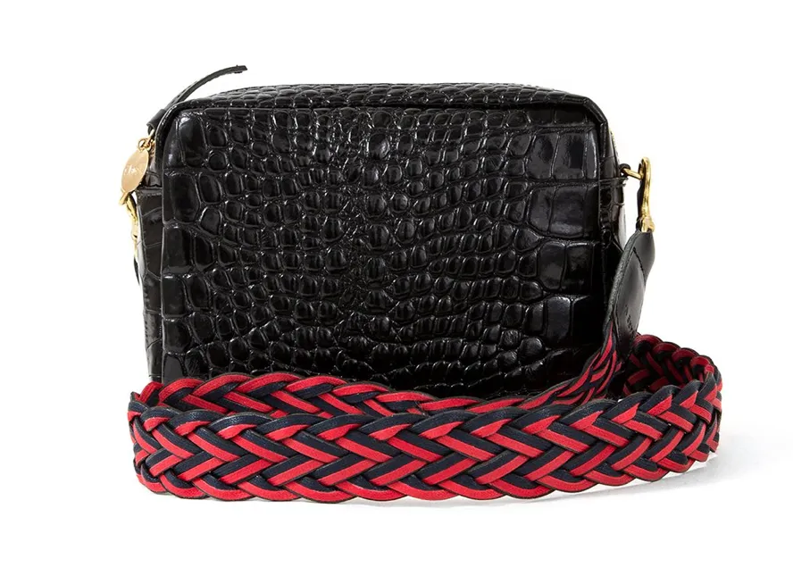 Red and Navy Braided Crossbody Strap