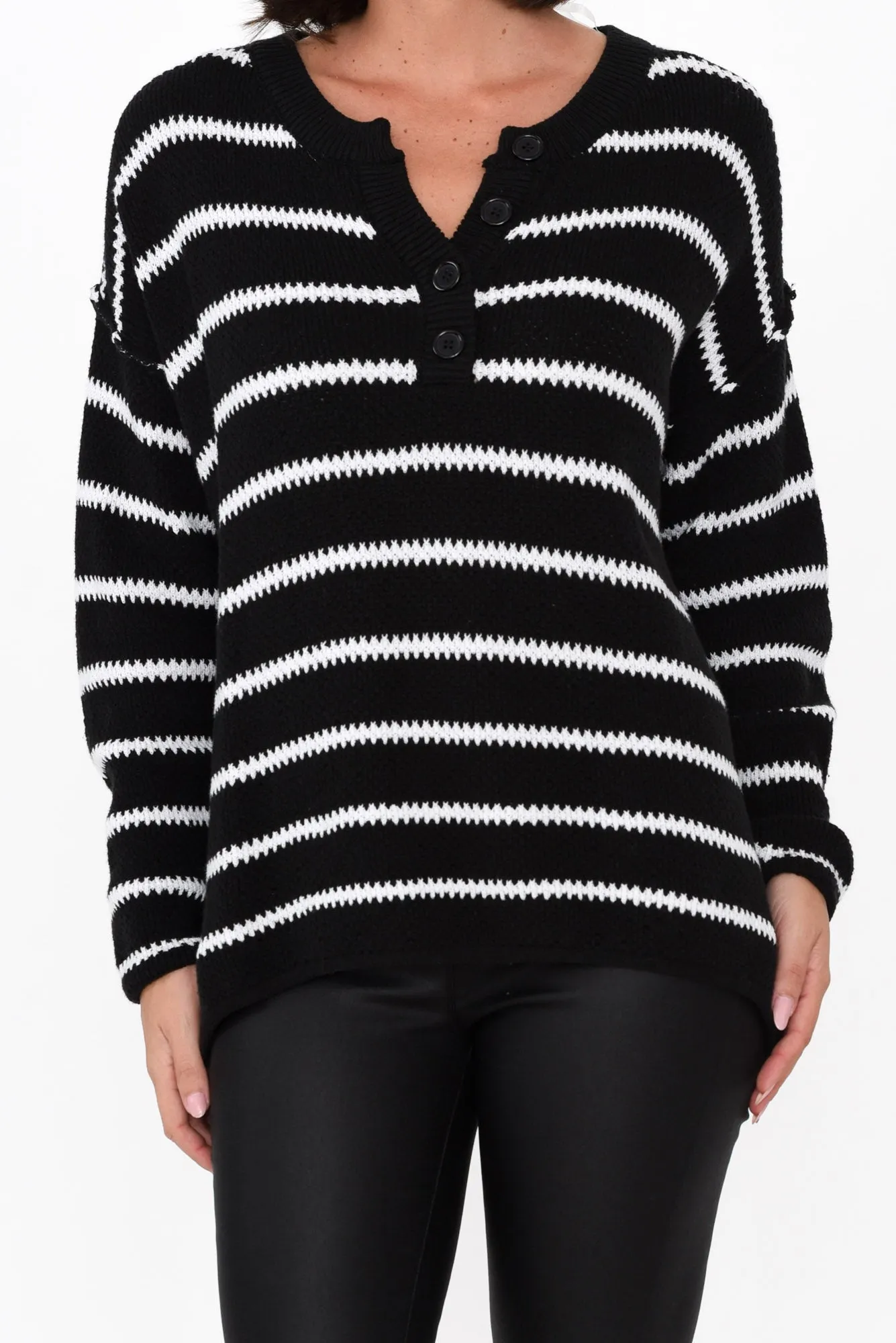 Rizzo Black Stripe Knit Jumper