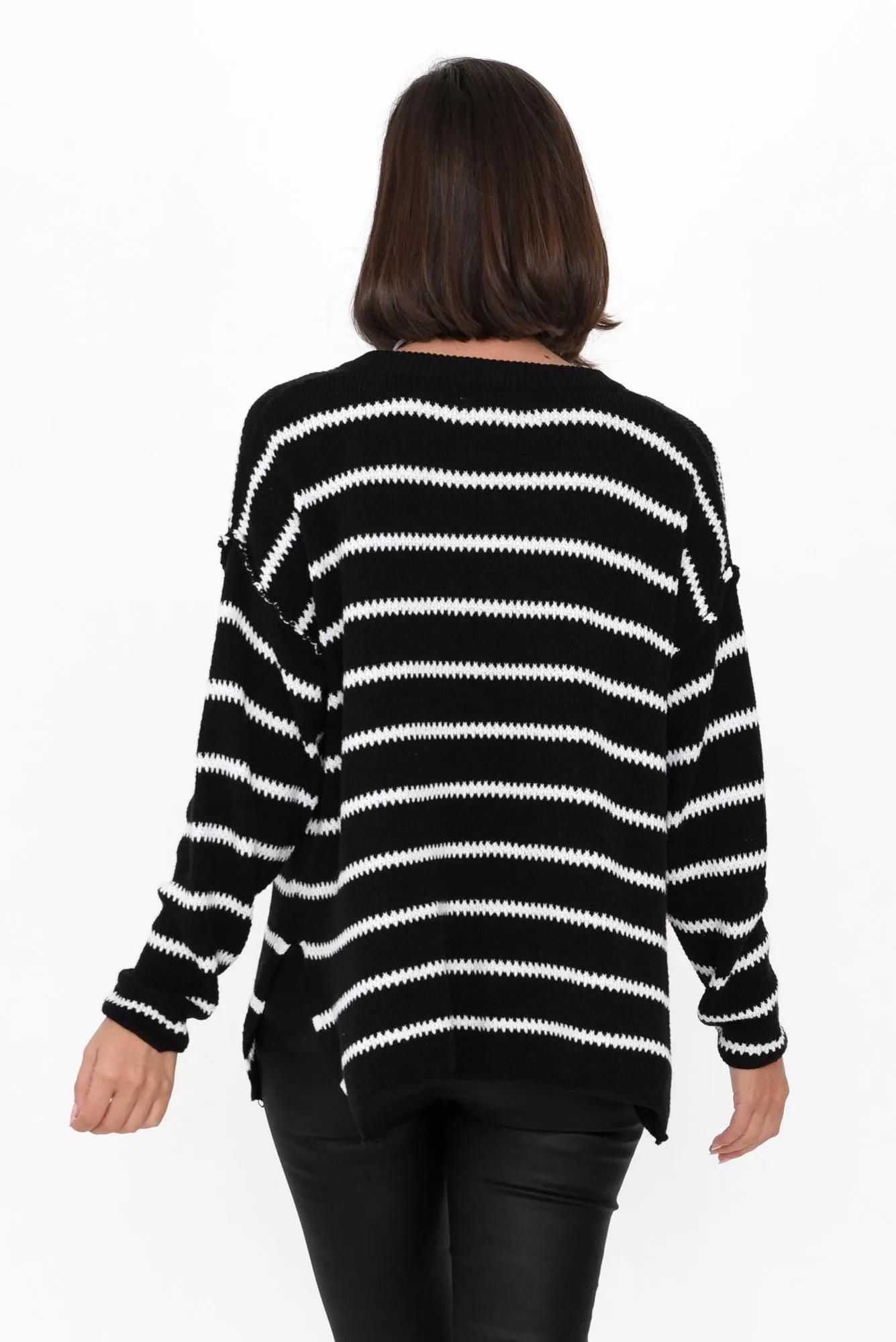 Rizzo Black Stripe Knit Jumper