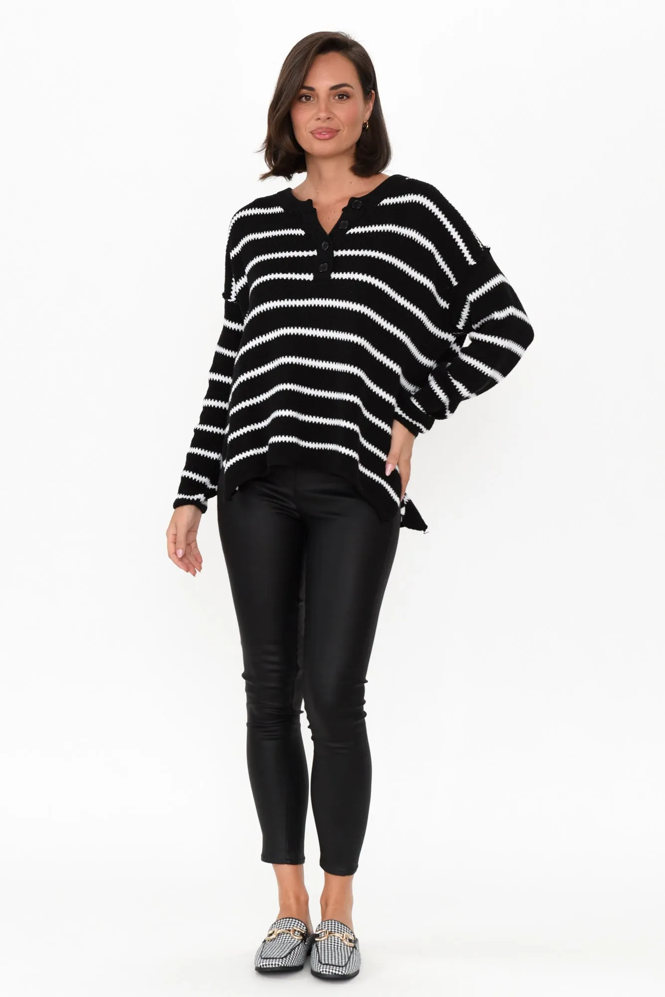 Rizzo Black Stripe Knit Jumper