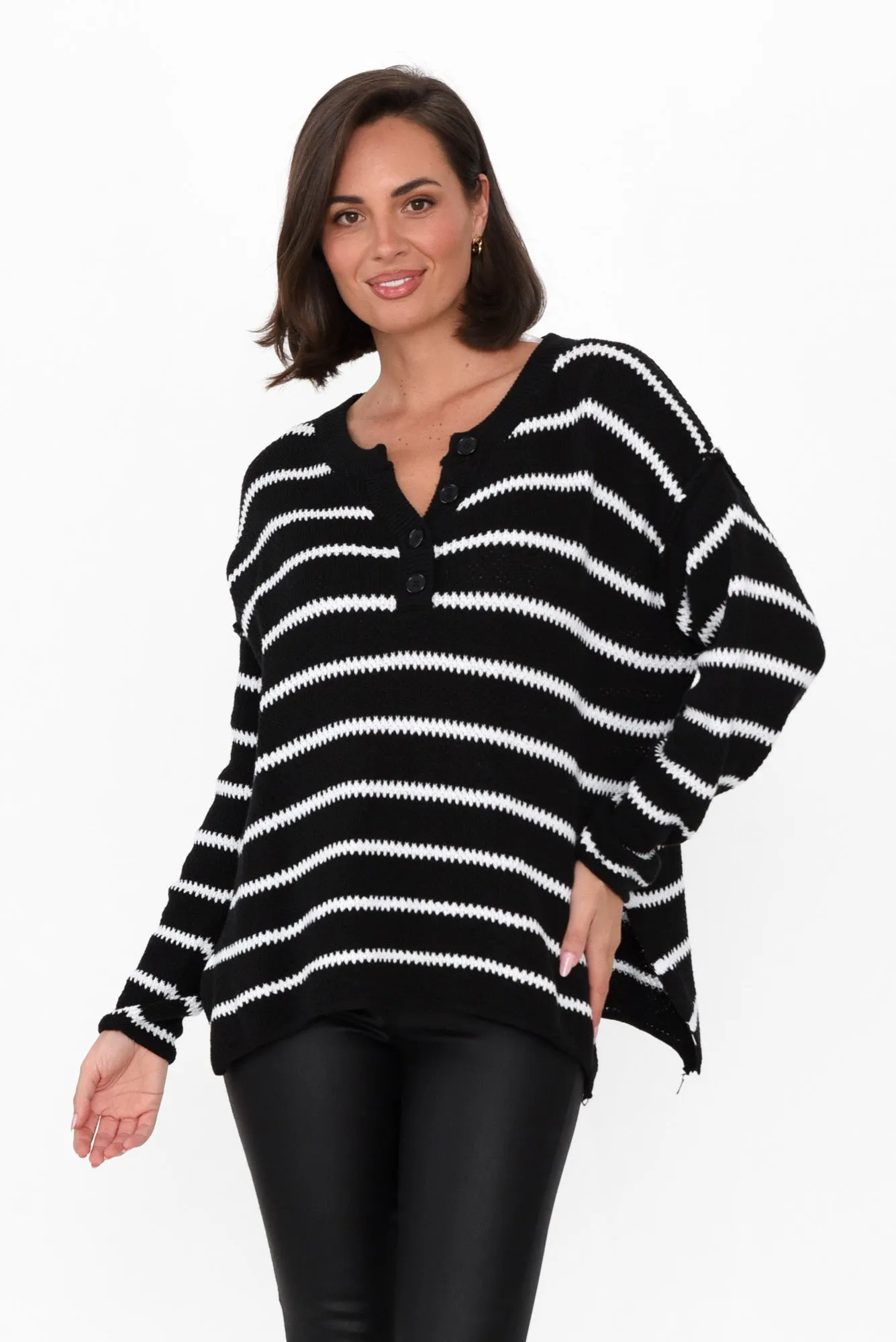 Rizzo Black Stripe Knit Jumper