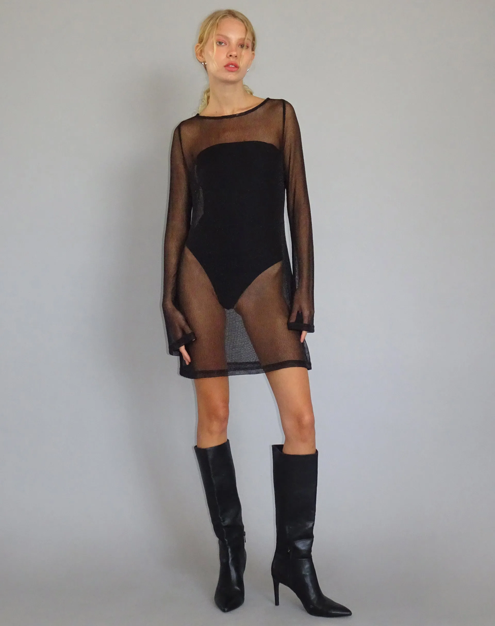 Sachin Mini Dress in Chain Knit Black