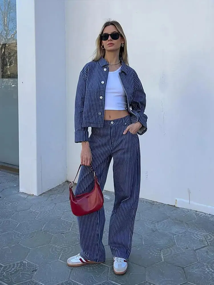 Sawyer - Striped denim jeans and jacket